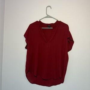 Women's Red V-Neck Top